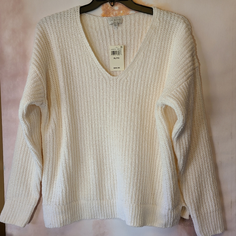 Lucky Brand XL Cream Chenille Sweater